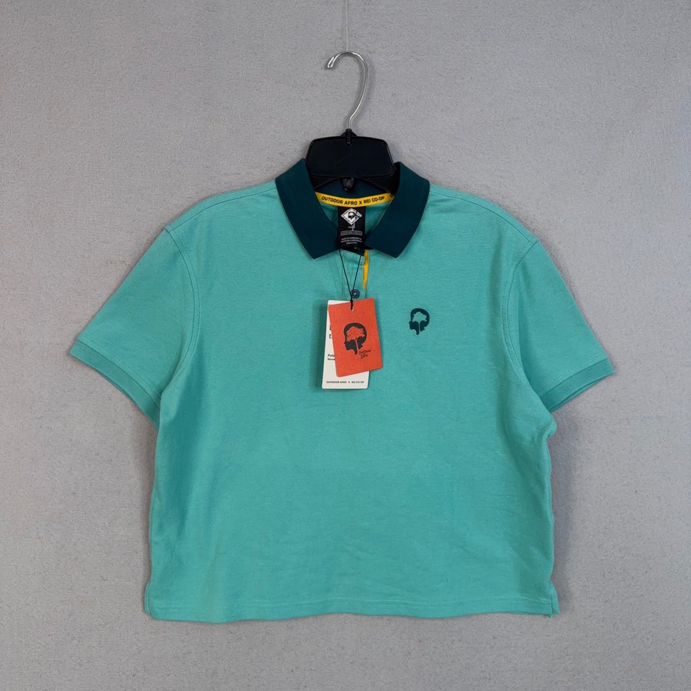 Outdoor Afro REI Co-op Polo Women Small Teal Glaze Short Sleeve Trail Gorpcore